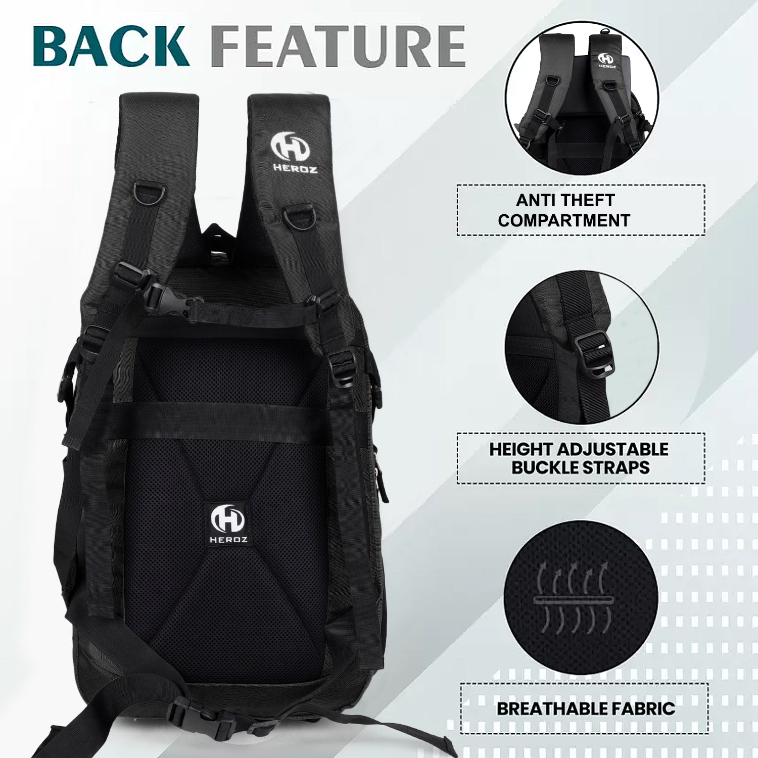 HEROZ Wild SLR/DSLR Camera Backpacks with Anti Theft Laptop Compartment upto 17-inch Tripod Holder|Suitable for 18-135/70-200/85-F1 8 Lenses Battery Charger Card Slot (Black) - HEROZ