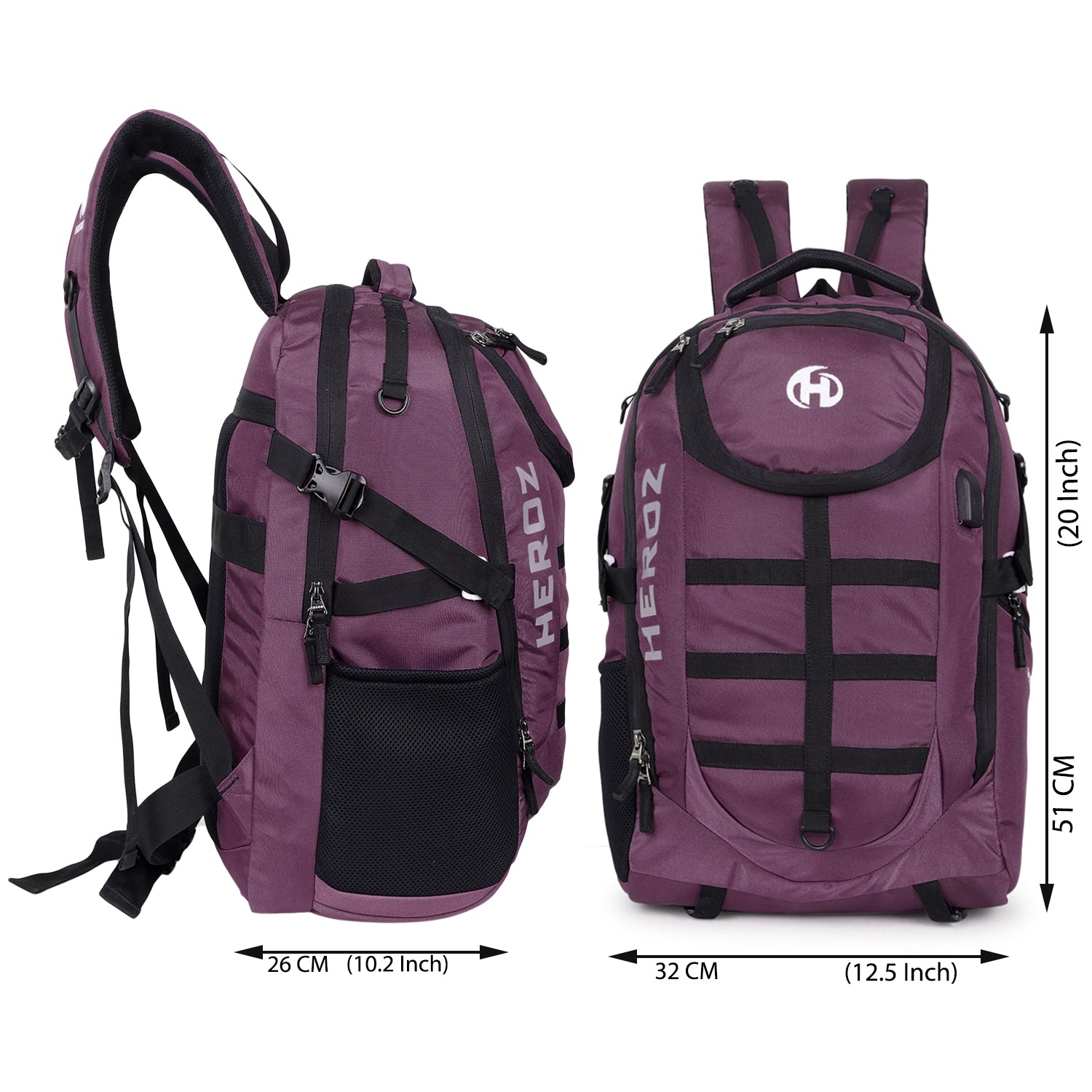 HEROZ Wild SLR/DSLR Camera Backpacks with Anti Theft Laptop Compartment upto 17-inch Tripod Holder|Suitable for 18-135/70-200/85-F1 8 Lenses Battery Charger Card Slot (Purple) - HEROZ