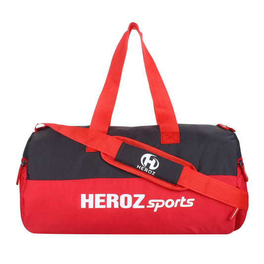 HEROZ Young 22-L Gym Duffle Bag Waterproof for Men Women Bag with Shoes Compartment (Black & Red) - HEROZ