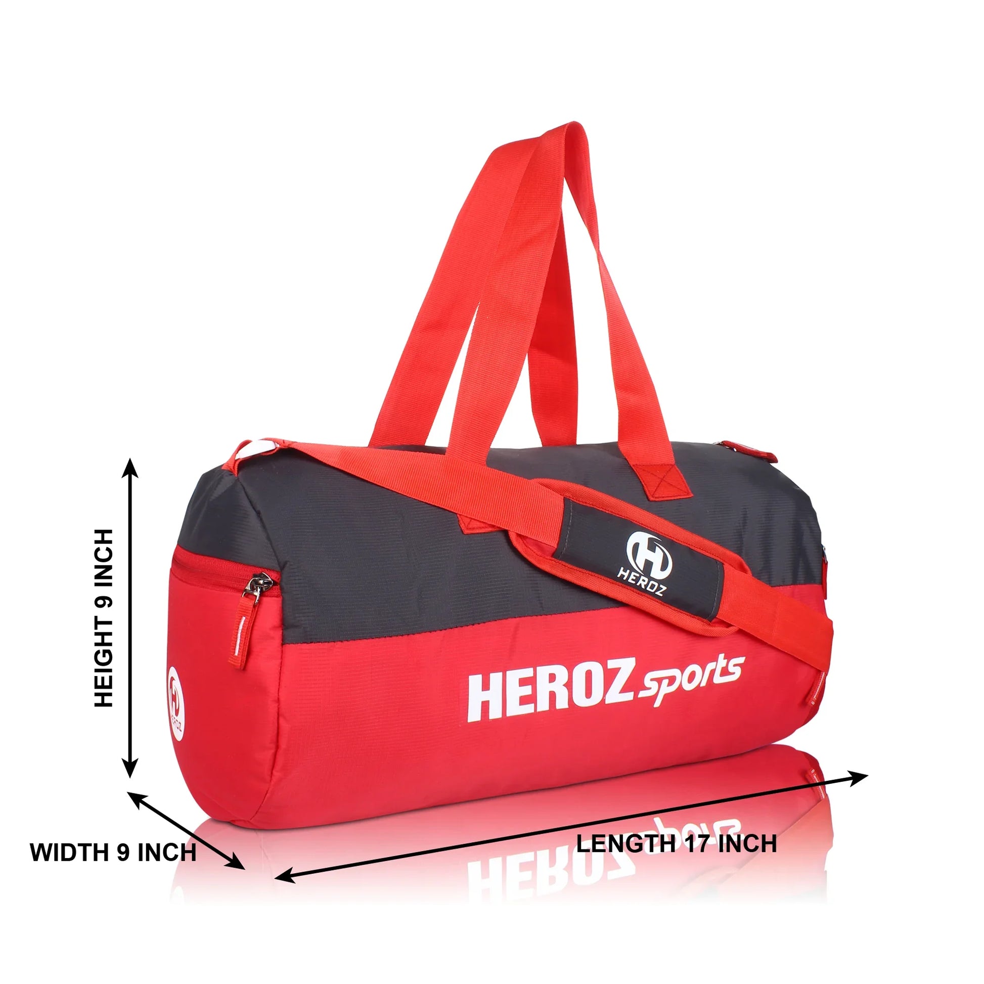 HEROZ Young 22-L Gym Duffle Bag Waterproof for Men Women Bag with Shoes Compartment (Black & Red) - HEROZ
