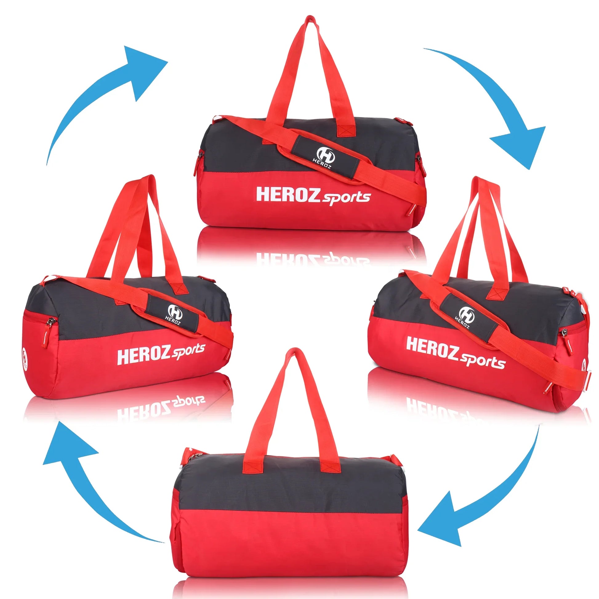 HEROZ Young 22-L Gym Duffle Bag Waterproof for Men Women Bag with Shoes Compartment (Black & Red) - HEROZ