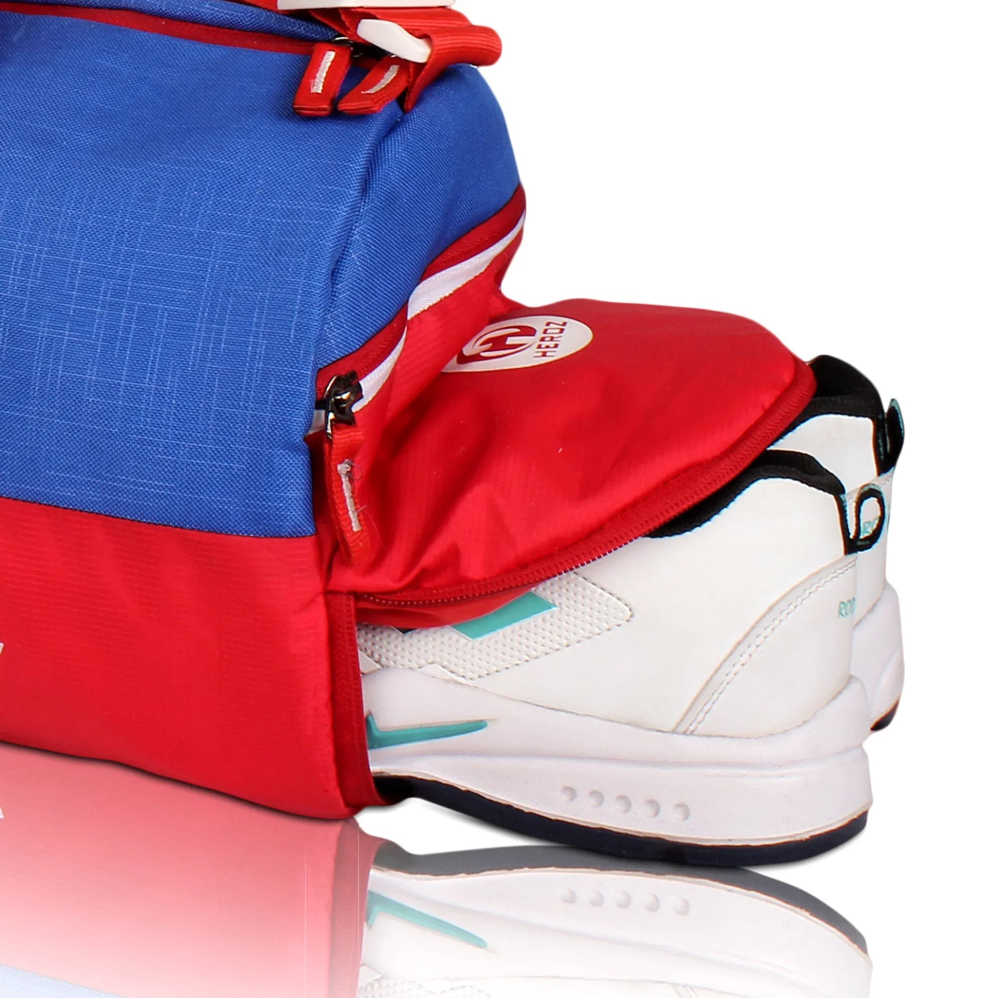 HEROZ Young 22-L Gym Duffle Bag Waterproof for Men/Women Bag with Shoes Compartment (Red & Royal Blue) - HEROZ