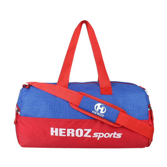 HEROZ Young 22-L Gym Duffle Bag Waterproof for Men/Women Bag with Shoes Compartment (Red & Royal Blue) - HEROZ