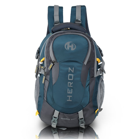 HEROZ Hammer 45L laptop backpack for men grey and airforce blue water resistant nylon design