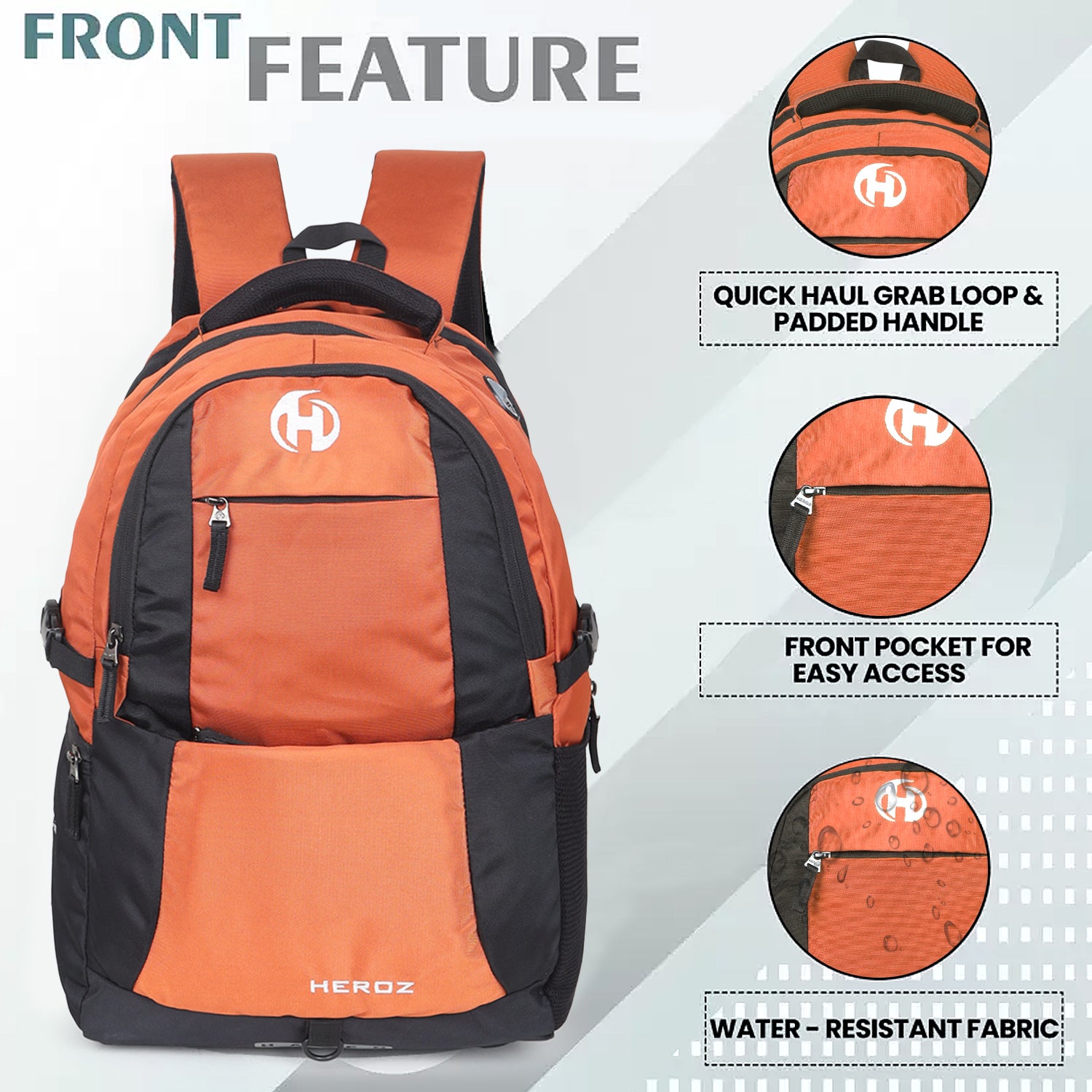 HEROZ Heden laptop backpack back view with hidden anti theft pocket for secure travel