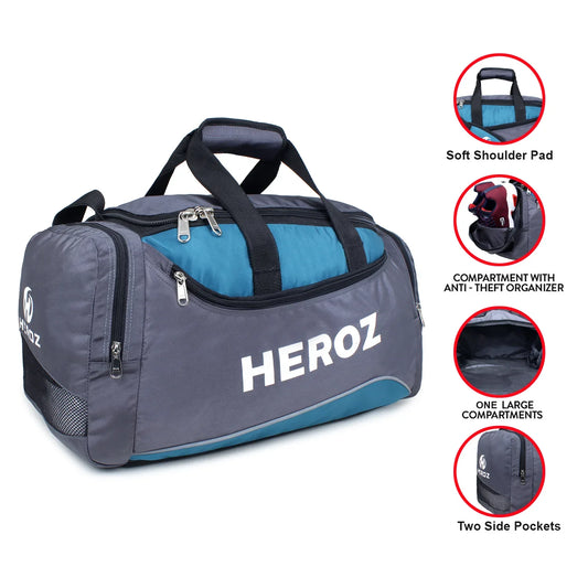 Heroz Heron Cabin Size Unisex Sports Polyster Travel Duffel 55 cms (Grey & Airforce Blue) - HEROZ