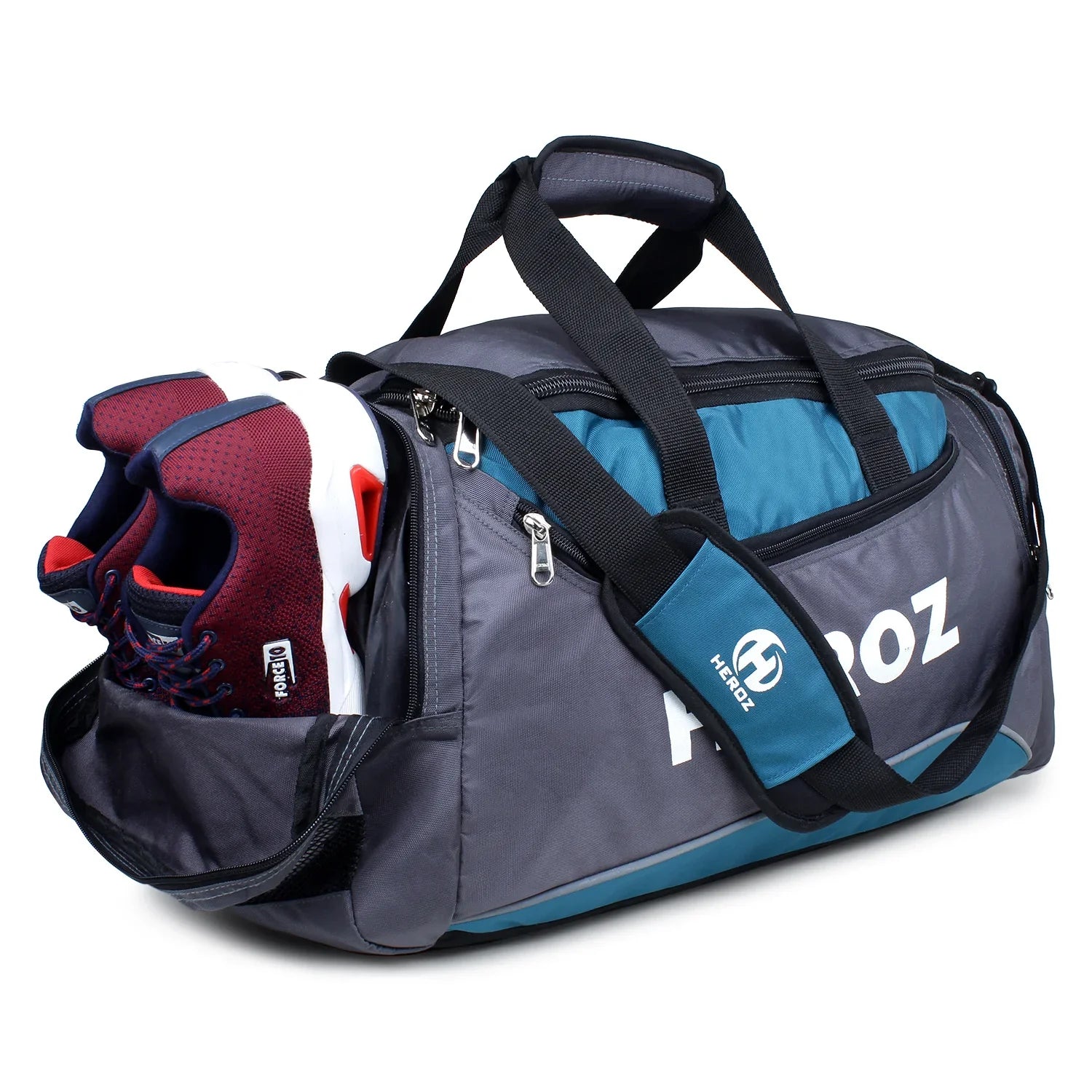 Heroz Heron Cabin Size Unisex Sports Polyster Travel Duffel 55 cms (Grey & Airforce Blue) - HEROZ