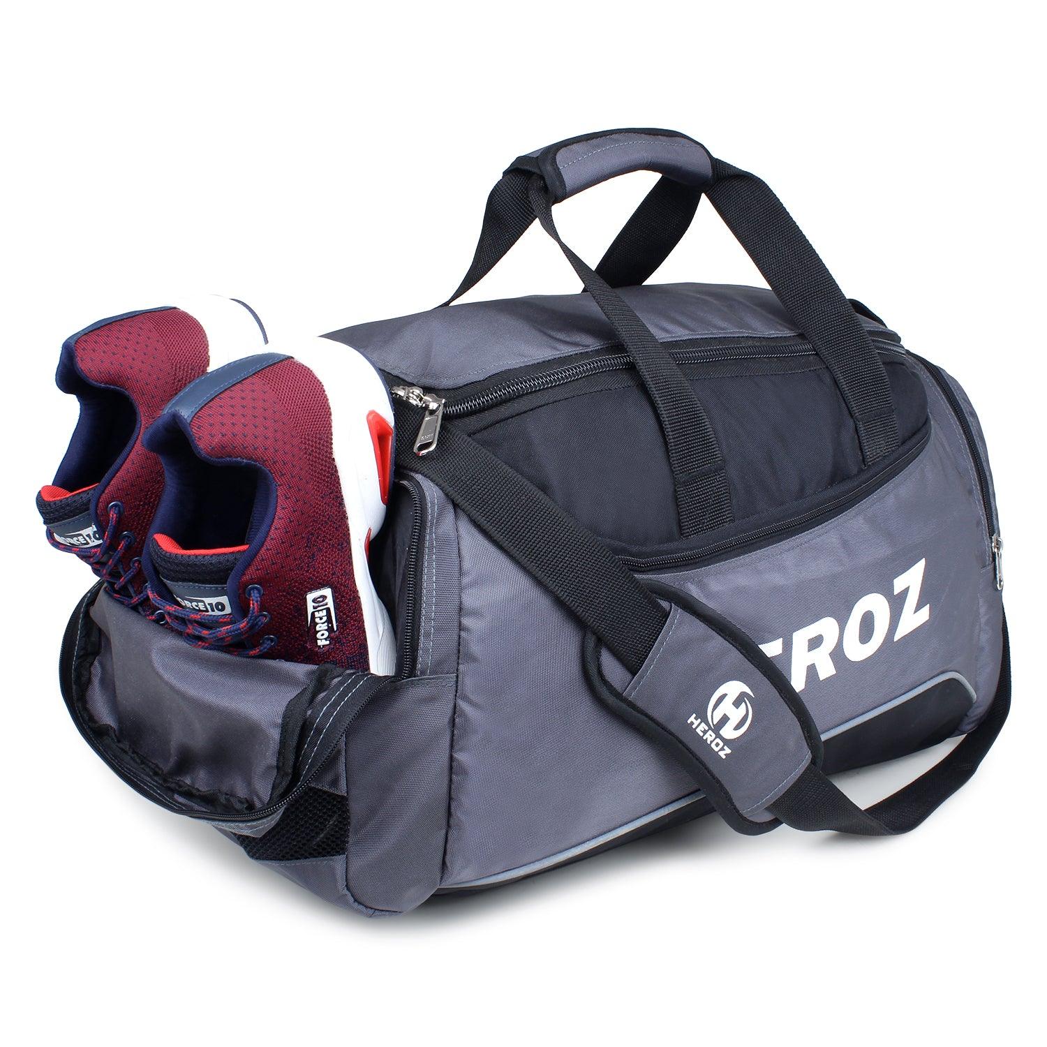 Heroz Heron Cabin Size Unisex Sports Polyster Travel Duffel 55 cms (Grey & Black) - HEROZ