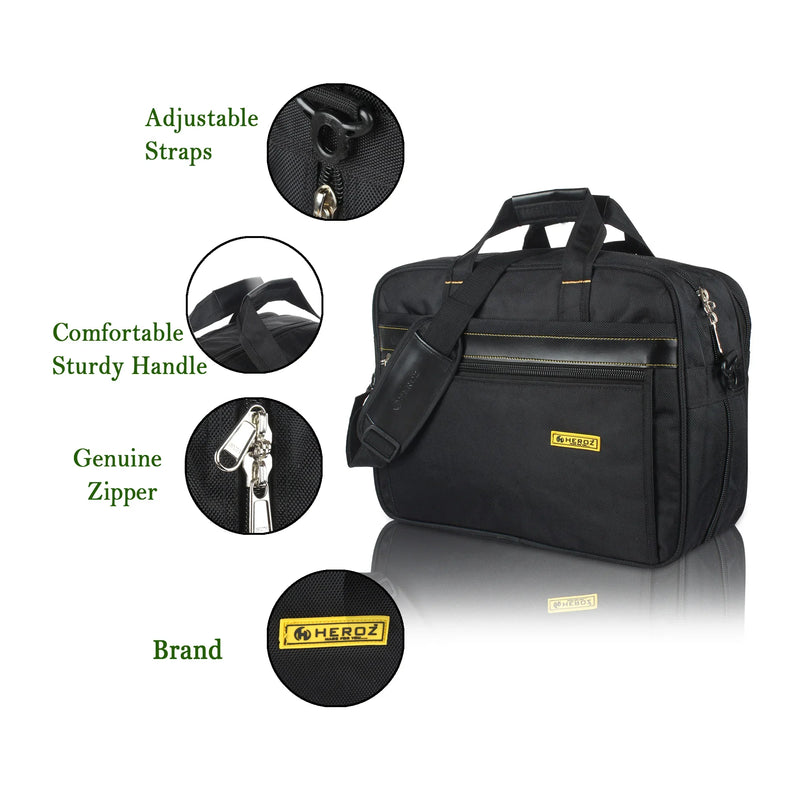 HEROZ Marquis Boss 35L Laptop Messenger Bag (Black)