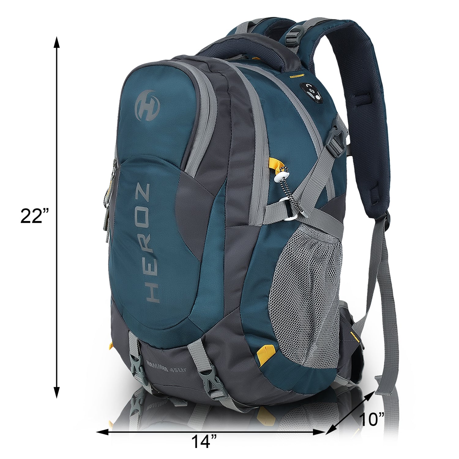 Slim durable laptop backpack for office and travel HEROZ Hammer grey airforce blue