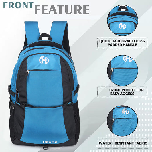 USB charging laptop backpack for men and women HEROZ Heden Black Airforce Blue