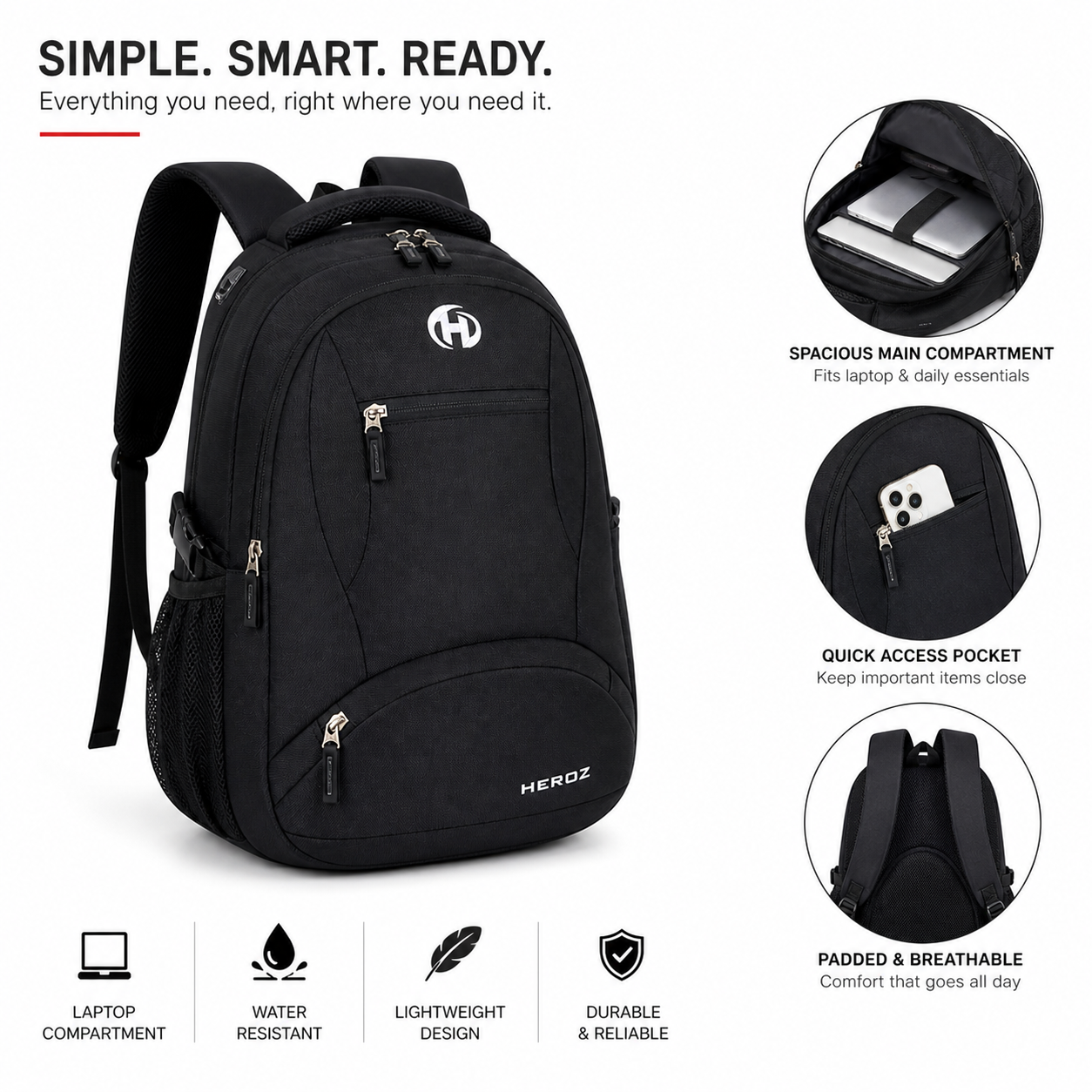 USB laptop backpack? 40L capacity, anti-theft, rain cover & fits 17 inch laptop. Perfect for travel, office & college use.