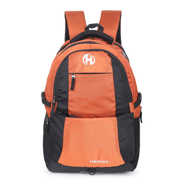Water resistant laptop backpack for college and office HEROZ Heden 40L Black and Rust
