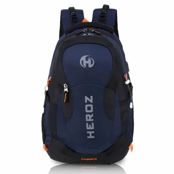 Blue and black backpack with 'HEROZ' branding on a white background