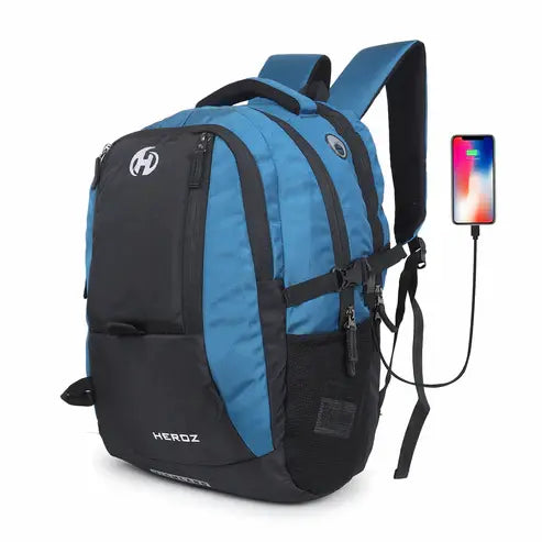 Laptop Backpack 40L USB Charging Laptop Backpack | Anti-Theft Travel Backpack | 17 Inch Laptop Bag | Water-Resistant College & Office Backpack with Rain Cover (Black & A. Blue)