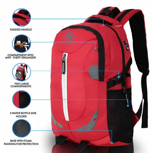 Laptop Backpack 28L for Men & Women | Water-Resistant Travel & Office Laptop Bag | Fits 15.6 Inch Laptop | Slim & Durable Backpack (Red)