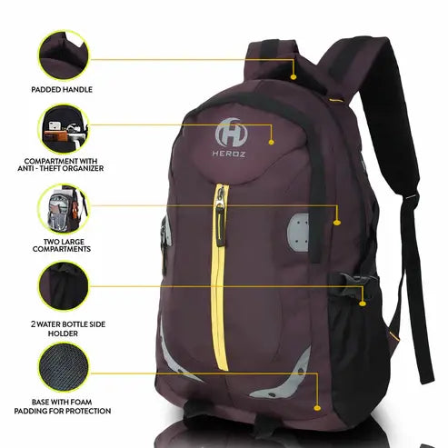 Laptop Backpack 28L for Men & Women | Water-Resistant Travel & Office Laptop Bag | Fits 15.6 Inch Laptop | Slim & Durable Backpack (Wine)