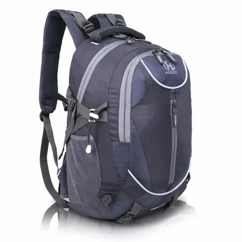 Gray backpack with HEROZ branding on a white background