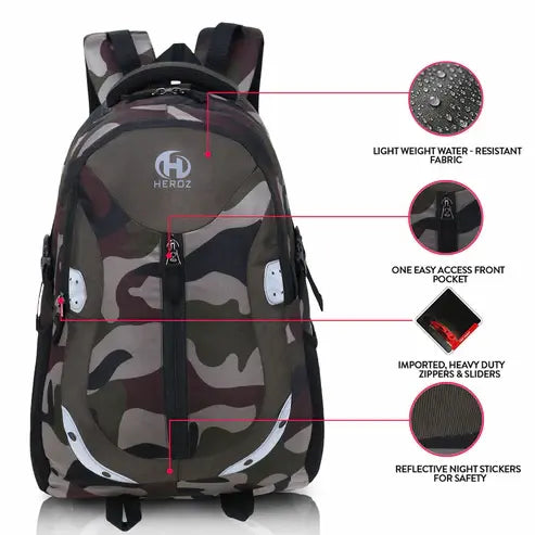 Laptop Backpack 28L  | Water-Resistant Travel & Office Backpack | Fits 15.6 Inch Laptop | Slim & Durable Nylon Bag (Jungle)