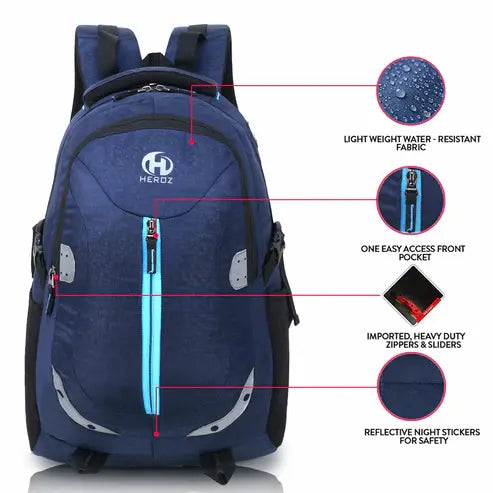 Laptop Backpack 28L for Men & Women | Water-Resistant Travel & Office Backpack | Fits 15.6 Inch Laptop | Slim & Durable Nylon Bag (Navy Blue)