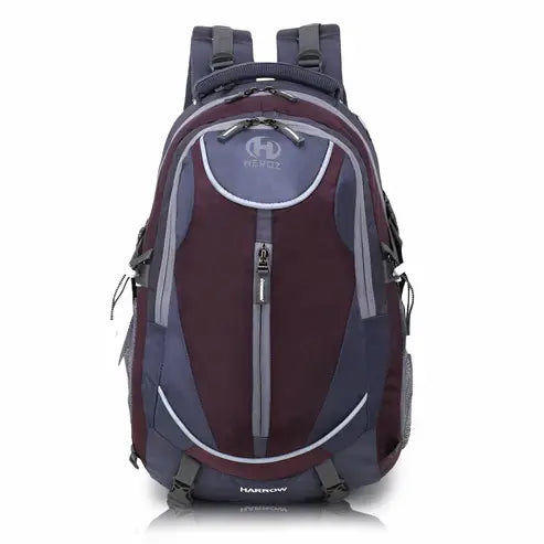 Maroon and gray backpack with visible brand logo on a white large laptop backpack for office college travel 45Lbackground