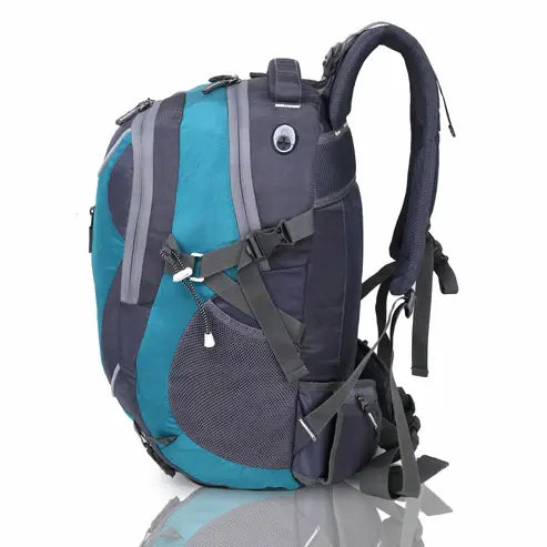 Teal and gray backpack on a white background large laptop backpack for college office travel 45L