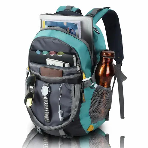 water resistant laptop backpack grey sea green for heavy duty use