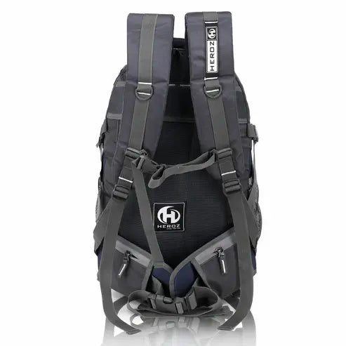 Gray backpack with HEROZ branding on a white background