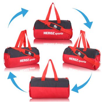 Heroz Young 26 Liters Soft Gym Bag Water Resistant with Shoe compartment Yoga Swimming Bags - Red and Black