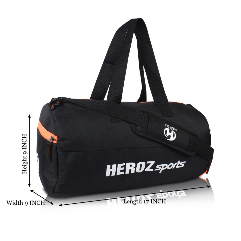 Heroz Young 26 Liters Soft Gym Bag Water Resistant with Shoe compartment Yoga Swimming Bags - (Black & Orange