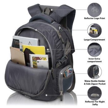 HEROZ HYBRID Large 40 L Laptop Backpack Water Resistance Unisex Laptop/College/School/Travel Backpack with Rain Cover  - Grey