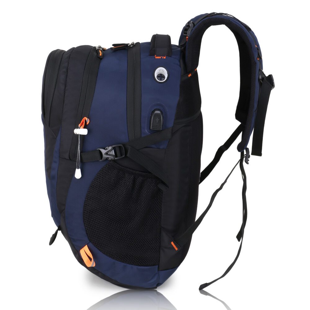 HEROZ Mini Hammer Unisex Nylon 35 L Travel Laptop Backpack Water Resistant Slim Durable Fits Up to 17.3 Inch Laptop Notebook Black & Navy Blue