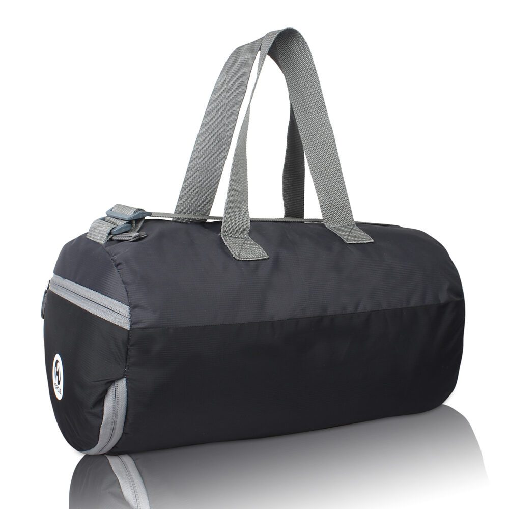 Heroz Young 26 Liters Soft Gym Bag Water Resistant with Shoe compartment Yoga Swimming Bags - Black and Grey