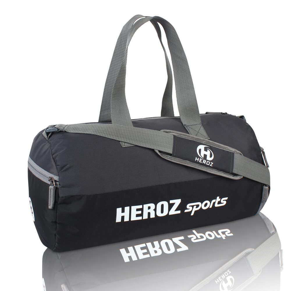 Heroz Young 26 Liters Soft Gym Bag Water Resistant with Shoe compartment Yoga Swimming Bags - Black and Grey