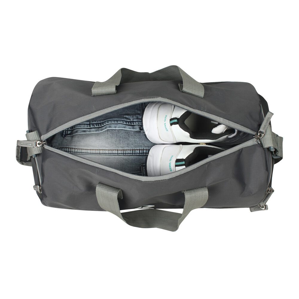 Heroz Young 26 Liters Soft Gym Bag Water Resistant with Shoe compartment Yoga Swimming Bags - Black and Grey