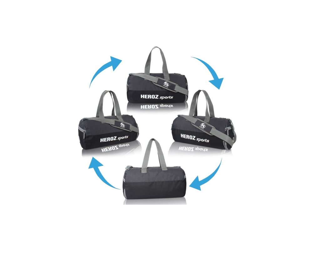 Heroz Young 26 Liters Soft Gym Bag Water Resistant with Shoe compartment Yoga Swimming Bags - Black and Grey