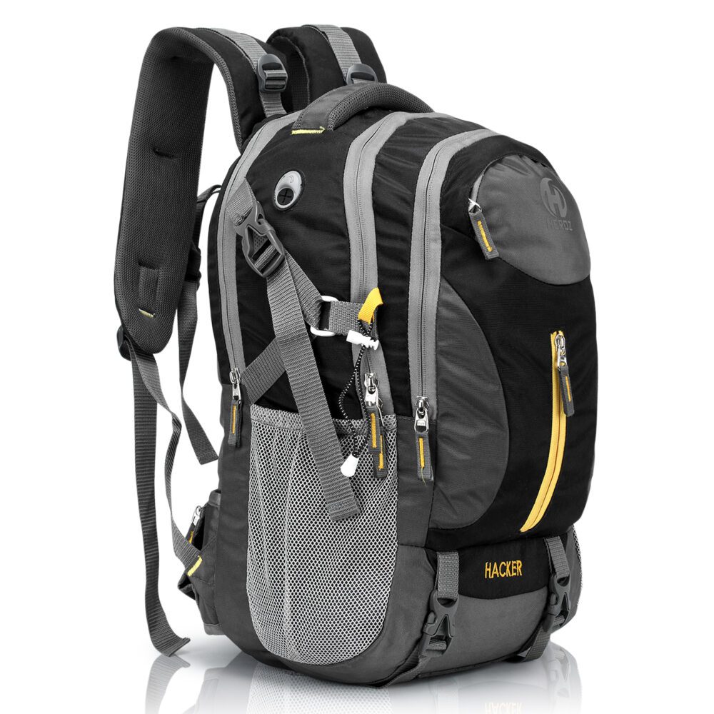 HEROZ Hacker 50 litres Nylon Travel Laptop Backpack Water Resistant Slim Durable Computer Book Bag Tracking Fits Up to 17.3-inch Laptop (058- All) (Grey & Black)…
