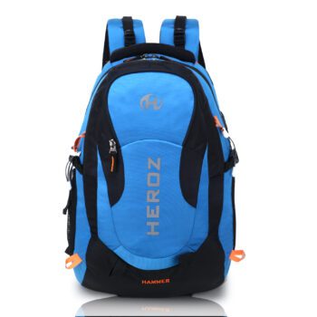 HEROZ Hammer Unisex Nylon 35 L Travel Laptop Backpack Water Resistant Slim Durable Fits Up to 17.3 Inch Laptop Notebook (Black & Sky Blue)…