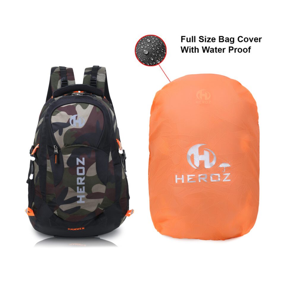 HEROZ Hammer Unisex Nylon 35 L Travel Laptop Backpack Water Resistant Slim Durable Fits Up to 17.3 Inch Laptop Notebook (Black & Jungle)…