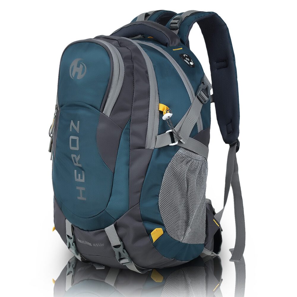 New HEROZ Hammer Unisex Nylon 45 L Travel Laptop Backpack Water Resistant Slim Durable Fits Up to 17.3 Inch Laptop Notebook (All) (Grey & A. Blue 1000)…