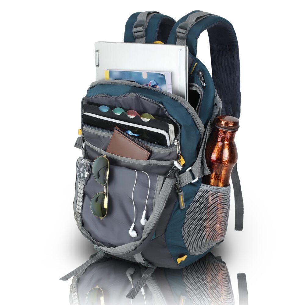 New HEROZ Hammer Unisex Nylon 45 L Travel Laptop Backpack Water Resistant Slim Durable Fits Up to 17.3 Inch Laptop Notebook (All) (Grey & A. Blue 1000)…