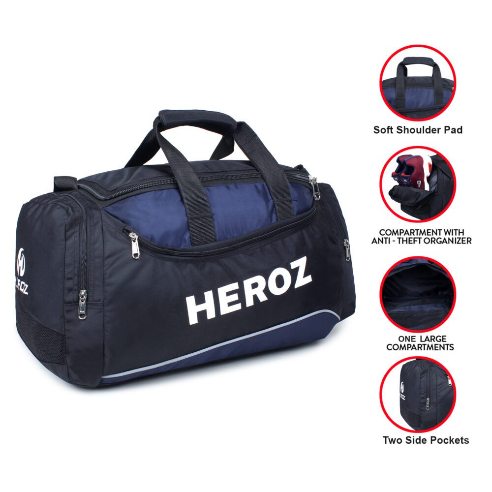 Heroz Heron Cabin Size Unisex Sports Polyster Travel Duffel 55 cms All (Grey @ Navy Blue)…