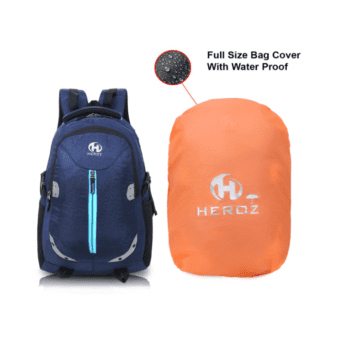 HEROZ Harbour 28ltrs Water Resistant Executive Backpack Bag Fits Up to 15.6 Inch Laptop Travel/Office/Tracking/Collage/Men Women Boys with rain Cover Light Weight (153) (Navy Blue)…