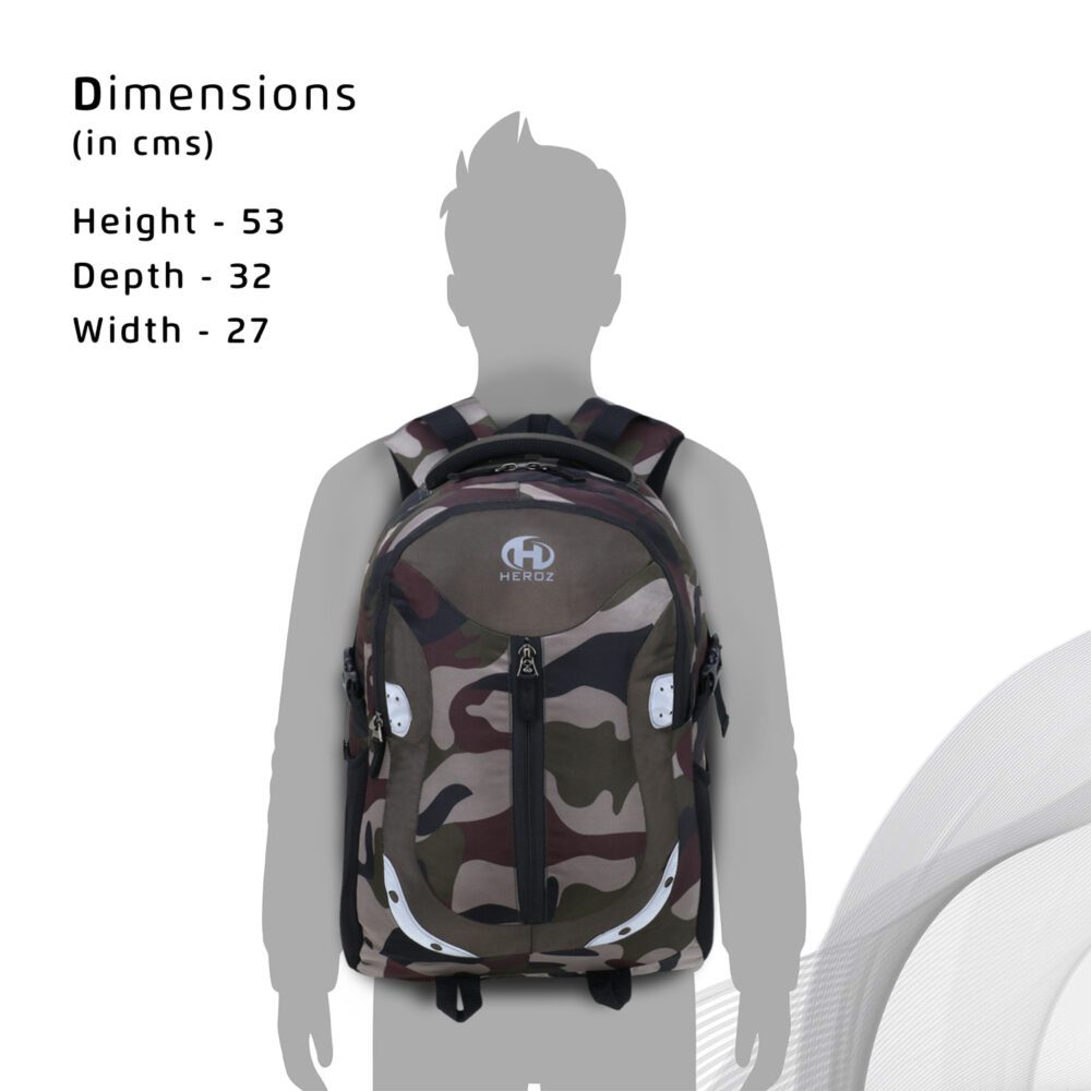 HEROZ Harbour 28ltrs Water Resistant Executive Backpack Bag Fits Up to 15.6 Inch Laptop Travel/Office/Tracking/Collage/Men Women Boys with rain Cover Light Weight (153) (Mehdi Jubgle)…
