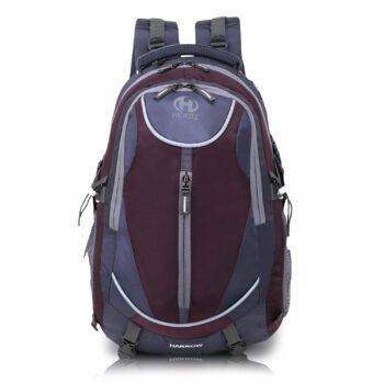 HEROZ Harrow 45 Ltrs Travel Laptop Backpack Slim Durable College School Computer Bookbag tracking for Women, Men, Girls, Boys Outdoor Camping & Fits Up to 17.3-inch laptop (Grey & Wine)